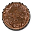 1855 Sweden 1/3 Skilling MS-64 PCGS (Red/Brown)