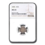 1855 Three Cent Silver MS-65 NGC