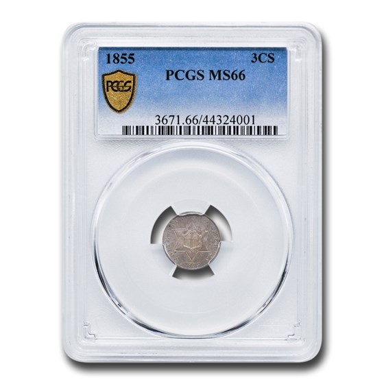 1855 Three Cent Silver MS-66 PCGS