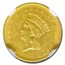 1856 $1 Indian Head Gold AU-53 NGC (Slanted 5)