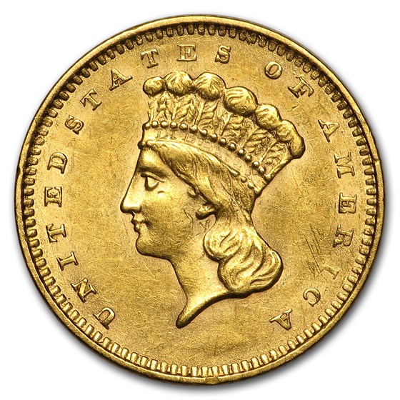 1856 $1 Indian Head Gold Dollar Type 3 Slanted 5 AU 1856 $1 Indian Head Gold Dollar Type 3 Slanted 5 AU