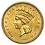 1856 $1 Indian Head Gold Dollar Type 3 Slanted 5 AU