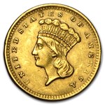1856 $1 Indian Head Gold Dollar Type 3 Upright 5 AU