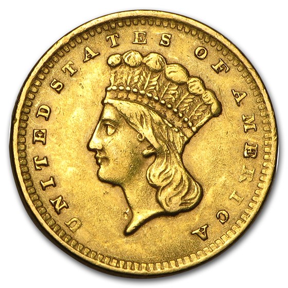 1856 $1 Indian Head Gold Dollar Type 3 Upright 5 AU 1856 $1 Indian Head Gold Dollar Type 3 Upright 5 AU