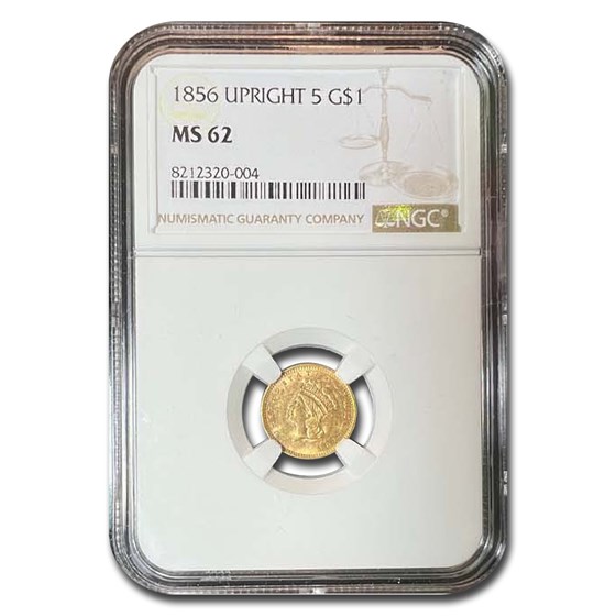 1856 $1 Indian Head Gold MS-62 NGC (Upright 5) 1856 $1 Indian Head Gold MS-62 NGC (Upright 5)