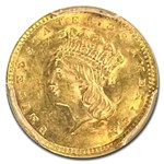 1856 $1 Indian Head Gold MS-62 PCGS (Slanted 5)