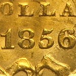 1856 $1 Indian Head Gold MS-63 PCGS (Slanted 5)
