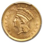 1856 $1 Indian Head Gold MS-63 PCGS (Slanted 5)