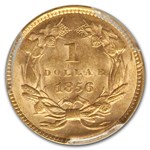 1856 $1 Indian Head Gold MS-63 PCGS (Slanted 5)