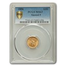 1856 $1 Indian Head Gold MS-63 PCGS (Slanted 5)
