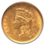 1856 $1 Indian Head Gold Slanted 5 MS-62 NGC