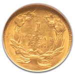 1856 $1 Indian Head Gold Slanted 5 MS-62 NGC