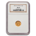 1856 $1 Indian Head Gold Slanted 5 MS-62 NGC