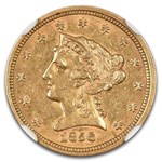 1856 $2.50 Liberty Gold Quarter Eagle AU-53 NGC