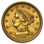 1856 $2.50 Liberty Gold Quarter Eagle AU Details (Cleaned)