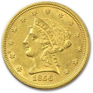 1856 $2.50 Liberty Gold Quarter Eagle AU 1856 $2.50 Liberty Gold Quarter Eagle AU