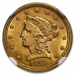 1856 $2.50 Liberty Gold Quarter Eagle MS-61 NGC
