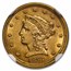 1856 $2.50 Liberty Gold Quarter Eagle MS-61 NGC