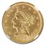 1856 $2.50 Liberty Gold Quarter Eagle MS-61 NGC