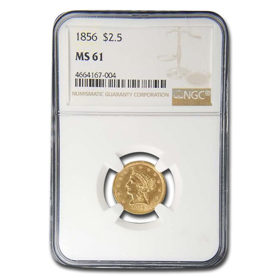 1856 $2.50 Liberty Gold Quarter Eagle MS-61 NGC 1856 $2.50 Liberty Gold Quarter Eagle MS-61 NGC