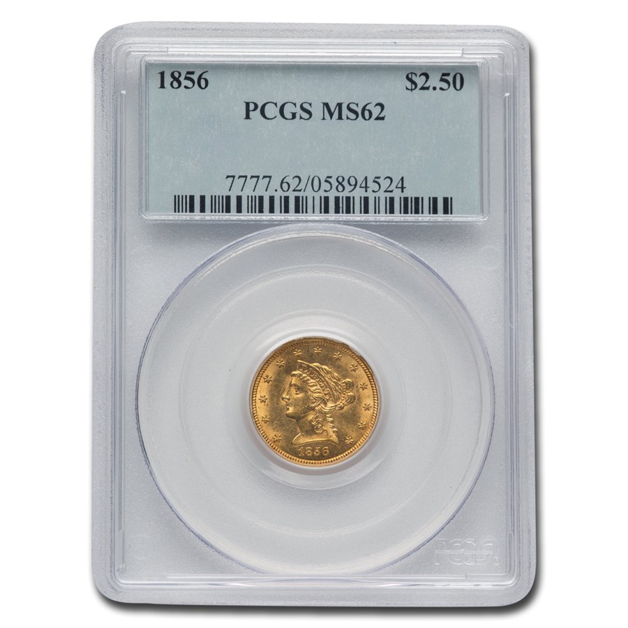 1856 $2.50 Liberty Gold Quarter Eagle MS-62 PCGS