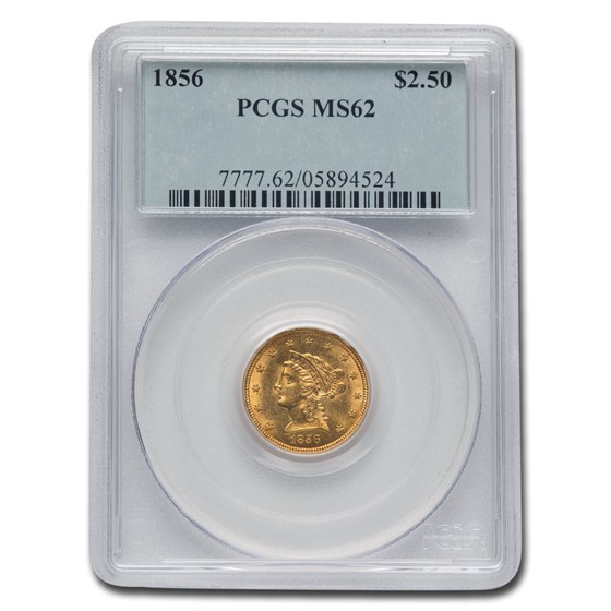 1856 $2.50 Liberty Gold Quarter Eagle MS-62 PCGS