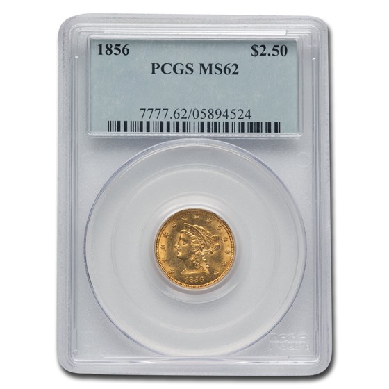 1856 $2.50 Liberty Gold Quarter Eagle MS-62 PCGS 1856 $2.50 Liberty Gold Quarter Eagle MS-62 PCGS
