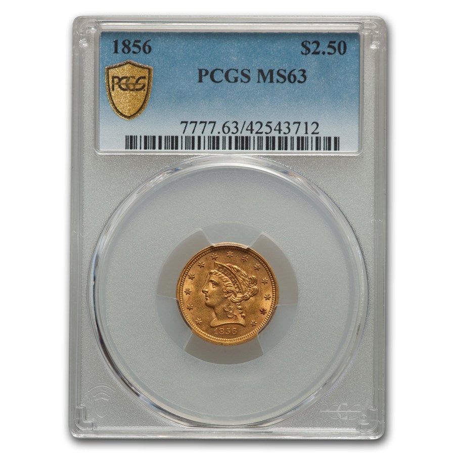 1856 $2.50 Liberty Gold Quarter Eagle MS-63 PCGS