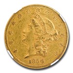 1856 $20 Liberty Gold Double Eagle AU-55 NGC CAC (Eureka Hoard)