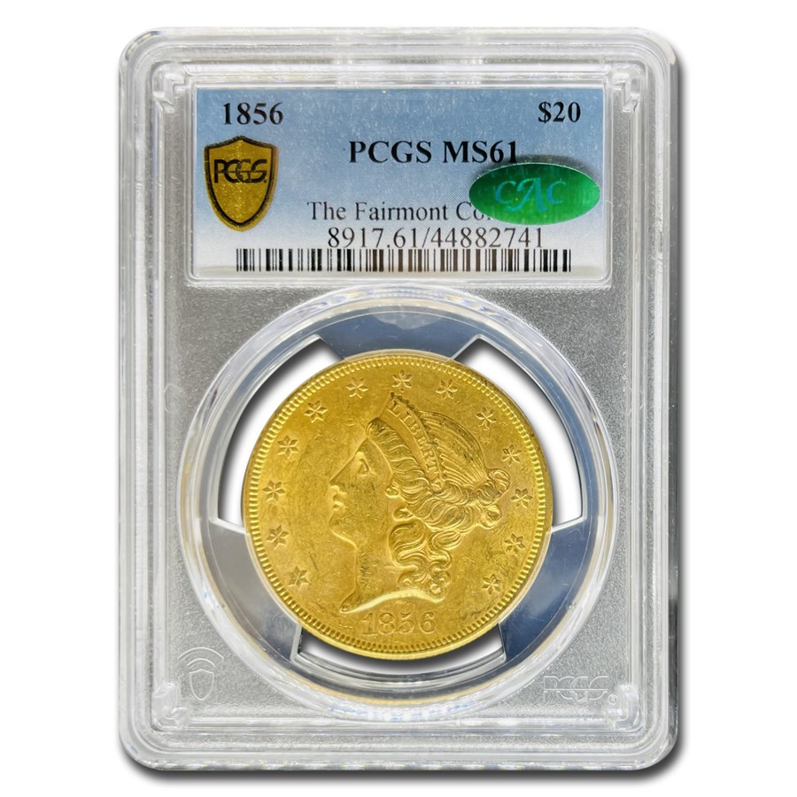 1856 $20 Liberty Gold Double Eagle MS-61 PCGS CAC