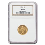 1856 $3 Gold Princess AU-55 NGC