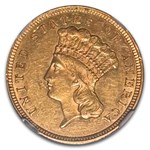 1856 $3 Gold Princess AU-55 NGC