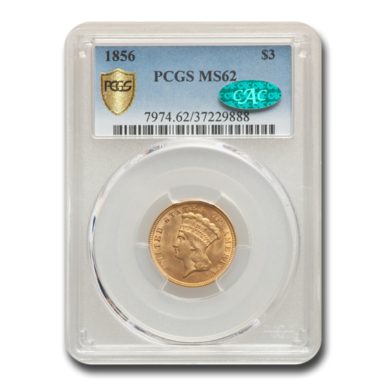 1856 $3 Gold Princess MS-62 PCGS CAC 1856 $3 Gold Princess MS-62 PCGS CAC
