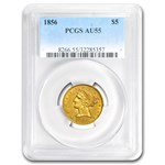 1856 $5 Liberty Gold Half Eagle AU-55 PCGS