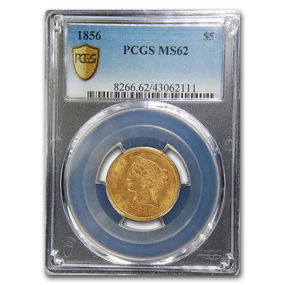 1856 $5 Liberty Gold Half Eagle MS-62 PCGS 1856 $5 Liberty Gold Half Eagle MS-62 PCGS