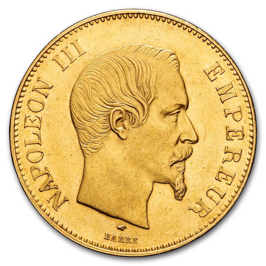 1856-A France Gold 100 Francs Napoleon III AU