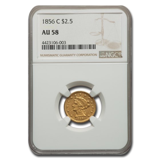 1856-C $2.50 Liberty Gold Quarter Eagle AU-58 NGC 1856-C $2.50 Liberty Gold Quarter Eagle AU-58 NGC