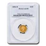 1856-D $1 Indian Head Gold AU-55 PCGS