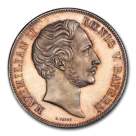 1856 German State Bavaria Silver 2 Thaler MS-63PL PCGS 1856 German State Bavaria Silver 2 Thaler MS-63PL PCGS