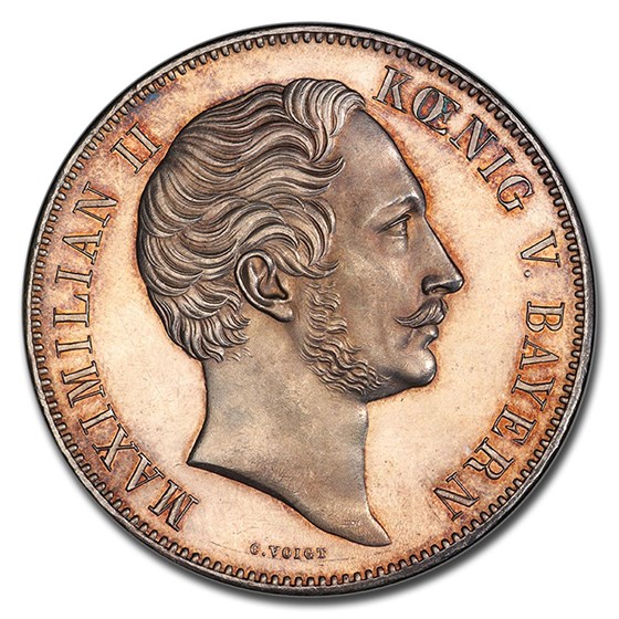 1856 Germany AR 2 Thaler Maximilian II MS-63 PL PCGS 1856 Germany AR 2 Thaler Maximilian II MS-63 PL PCGS