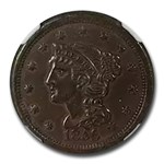1856 Large Cent AU-58 NGC (Slanted 5, N-14)