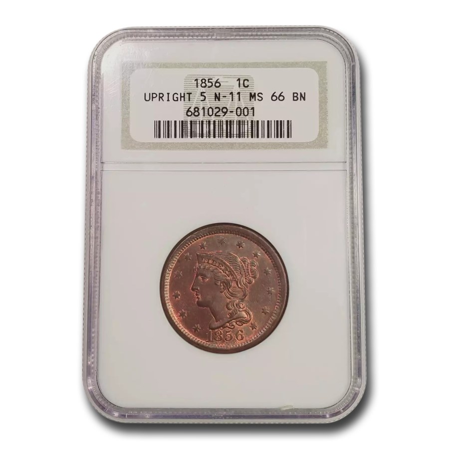 1856 Large Cent MS-66 NGC (Brown, Upright 5)