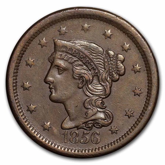 1856 Large Cent Slanted 5 AU 1856 Large Cent Slanted 5 AU