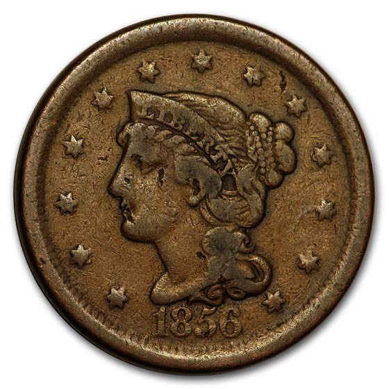 1856 Large Cent Slanted 5 Fine