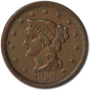 1856 Large Cent Slanted 5 XF