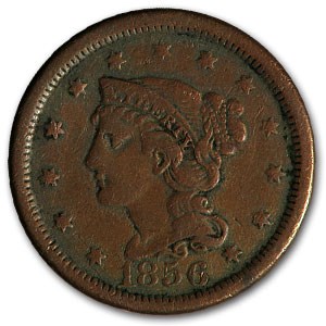 1856 Large Cent Upright 5 VF
