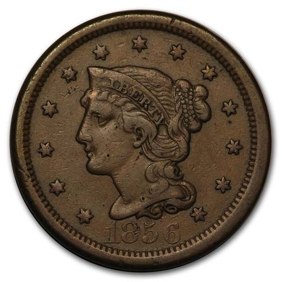 1856 Large Cent Upright 5 XF