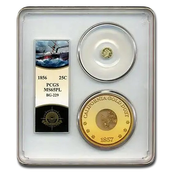 1856 Liberty Round 25 Cent Gold MS-65 PCGS (PL, BG-229 SS Cen Am)