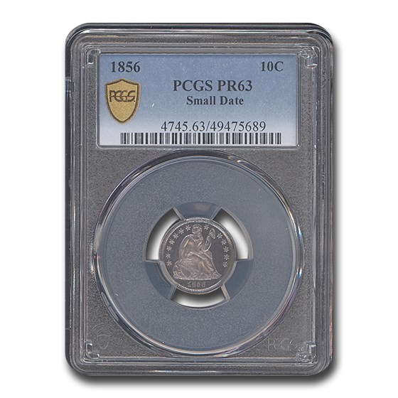 1856 Liberty Seated Dime PR-63 PCGS (Small Date) 1856 Liberty Seated Dime PR-63 PCGS (Small Date)