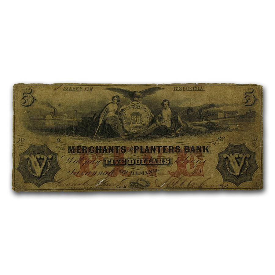 Buy 1856 Merchants & Planters Bank of Savannah, GA 5.00 VG APMEX